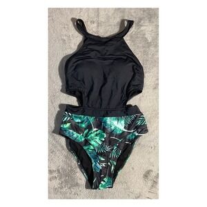 Holipick Women's One Piece Swimsuit Size M High Neck Tropical Monokini